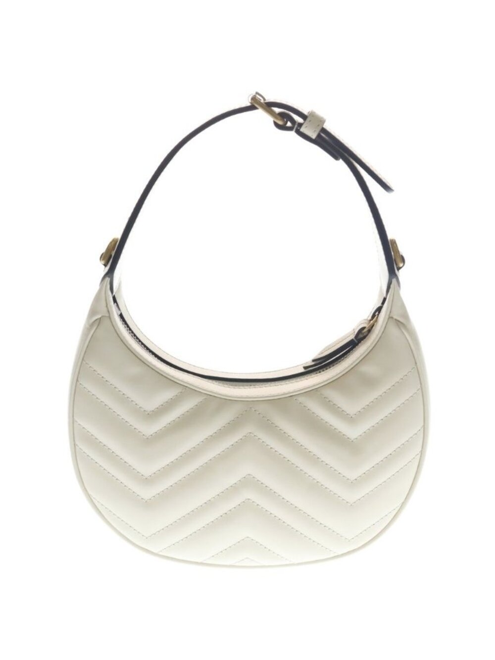 Gucci GG Marmont Half Moon Shoulder Bag Leather Chain Ivory - Picture 2 of 6